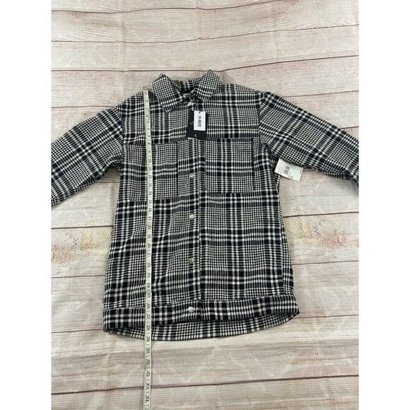 NWT 4th Reckless Women's Tall Oversized Shacket In Mono Plaid - XS - Picture 4 of 12